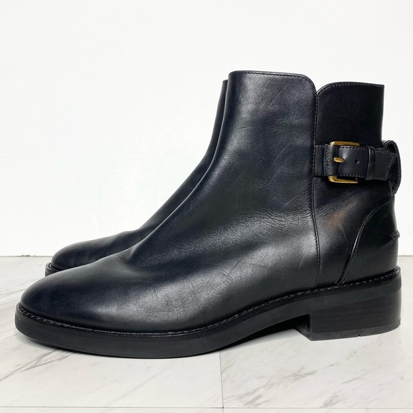 Cole Haan Hampshire Black Leather Buckle Bootie 8B - Picture 1 of 16